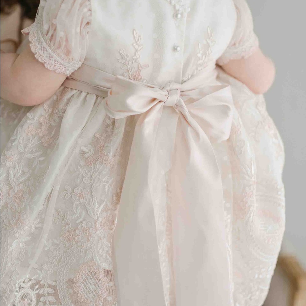 Elegant “Elizabeth Christening dress”, bonet and head band included